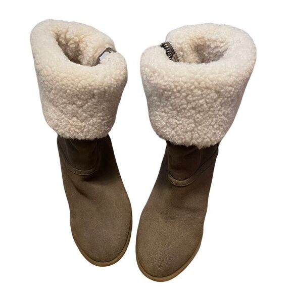 Coach Shearling Lined Platform Wedge Boots Size 7 NEW - Picture 3 of 6